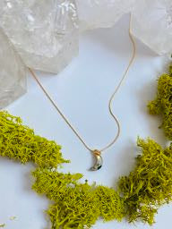 Dalmatian Jasper Baby Crescent Moon Necklace