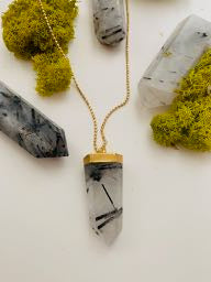 Black Tourmaline Rutilated Quartz Necklace