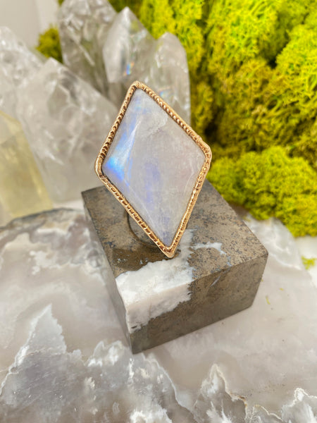 Moonstone 4 Corners Shaped Ring