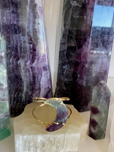 Fluorite Crescent Moon Bracelet