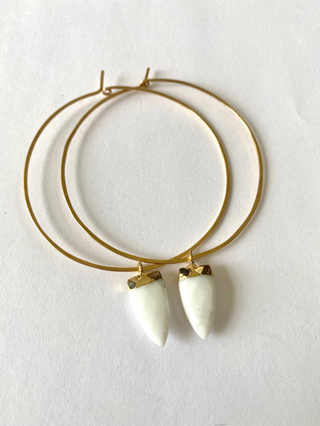 White Jade Hoops