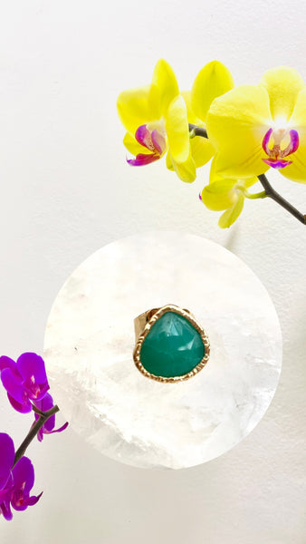 Chrysoprase Teardrop Ring