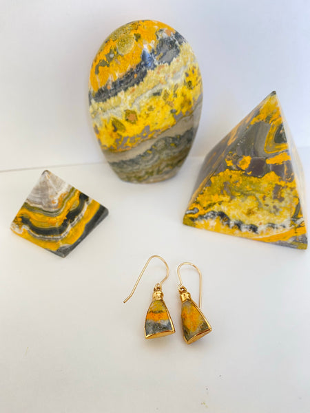 Bumblebee Jasper Triangle "Removal of Blockages" Earrings
