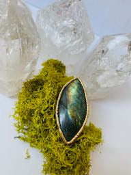 Labradorite Pointed Oval Ring