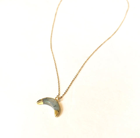 Labradorite Gold Dipped Horn Necklace