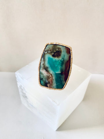 Opalized Wood Water and Earth Ring