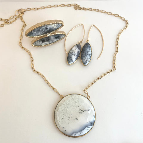 Dendritic Agate Full Moon Necklace